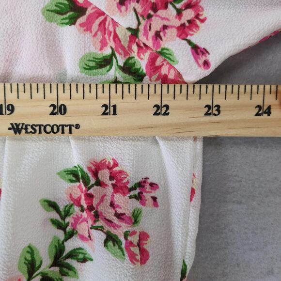 NWT One More Thyme Pink Roses White Blouse Women's Plus 3X Flared Sleeve Peasant - Picture 5 of 10